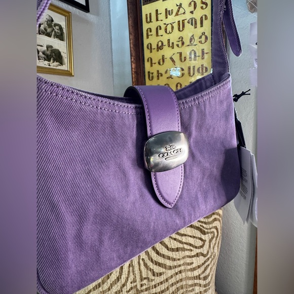 Coach Eliza Purple Denim Shoulder Bag - Picture 5 of 6